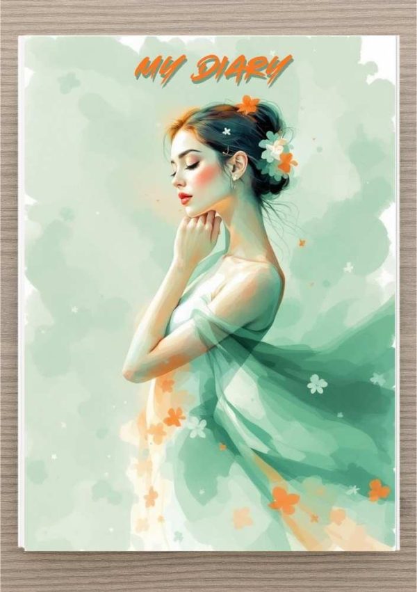 מחברת יומן A5 - אישה בשמלה פרחונית