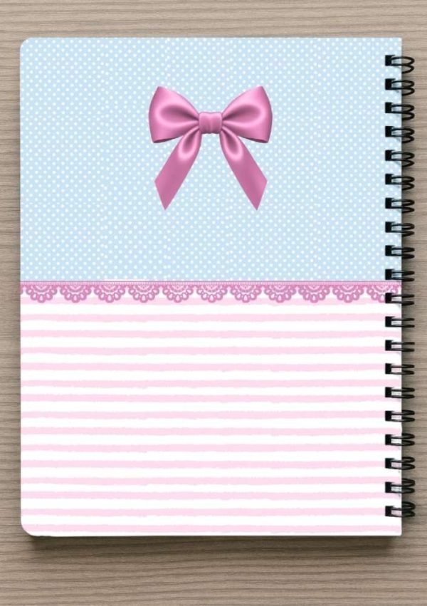 מחברת ספירלה A5 וסימניה תואמת - מחברת וינטג' עם תחרה ופפיון ורודים