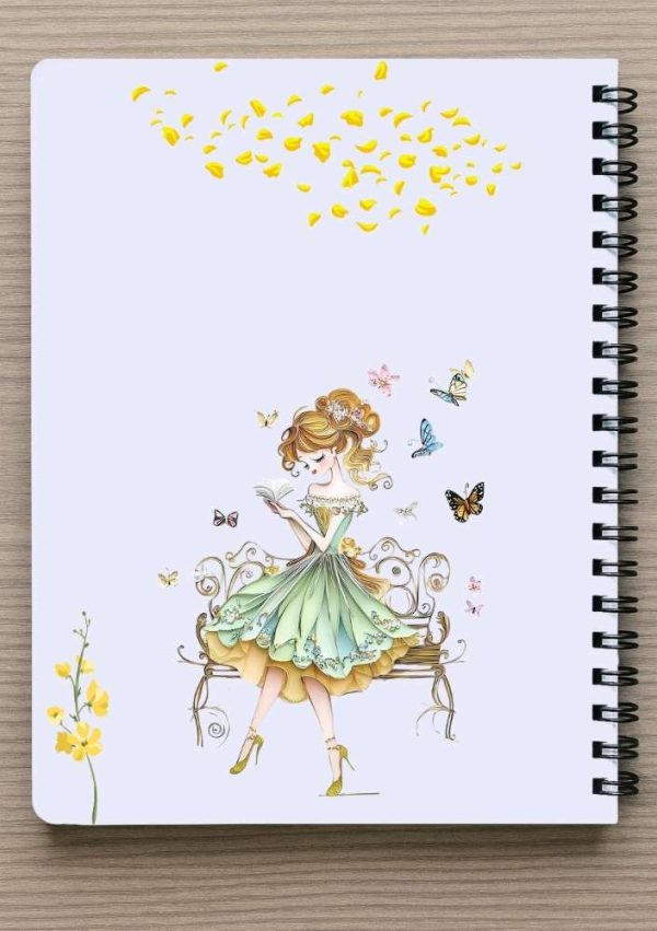 מחברת ספירלה A5 - נערה יושבת על ספסל וקוראת ספר