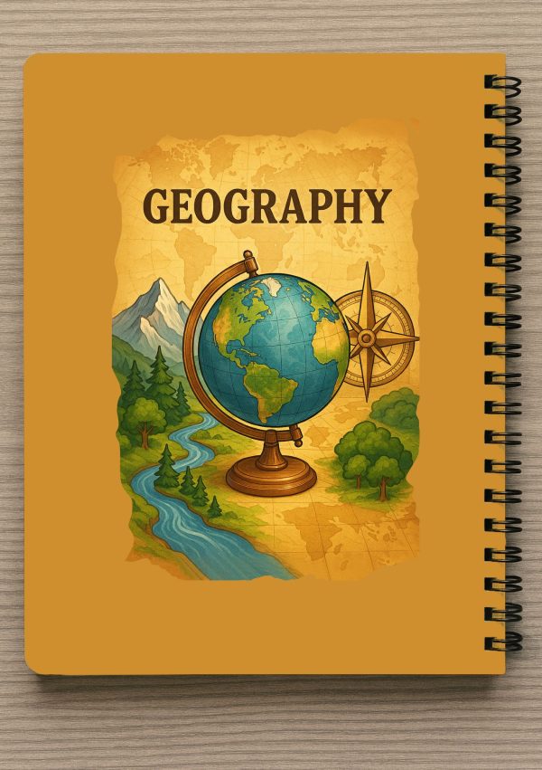 מחברת A4 -איור של גלובוס ומצפן לאוהבי הגיאוגרפיה