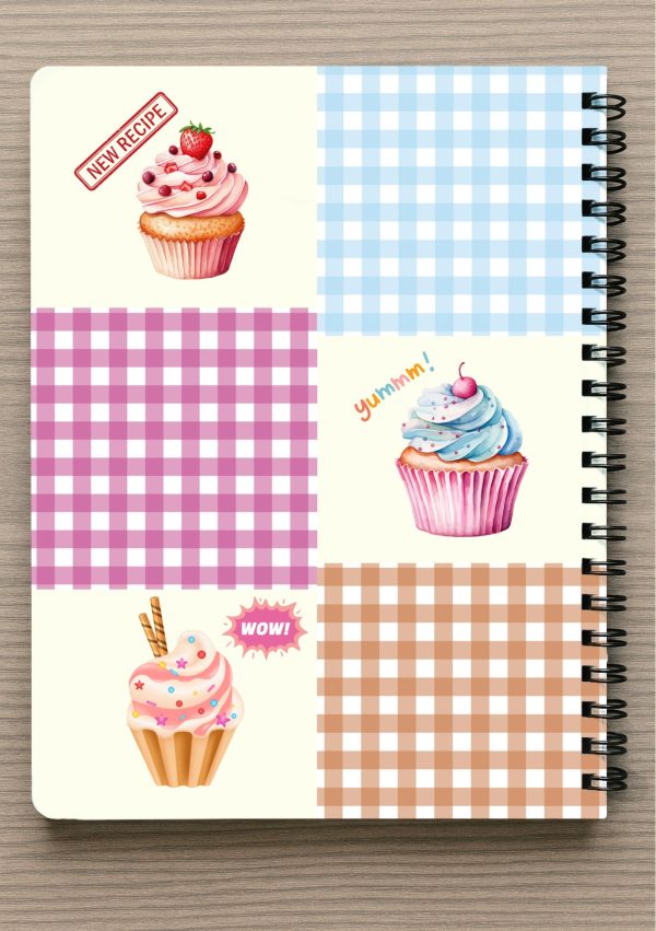 מחברת ספירלה A5 וסימניה תואמת - איורים של קאפקייקס