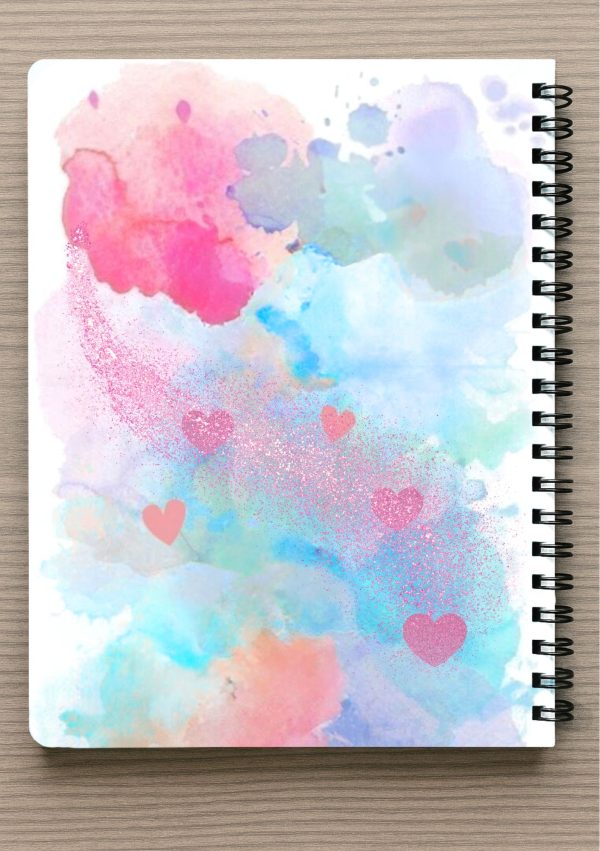 מחברת A4 -איור אלכוהול אינק צבעוני עם לבבות