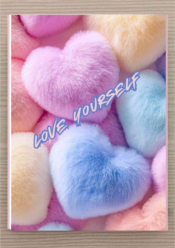 מחברת יומן בעיצוב אמנותי - איור של לבבות פרווה צבעוניים