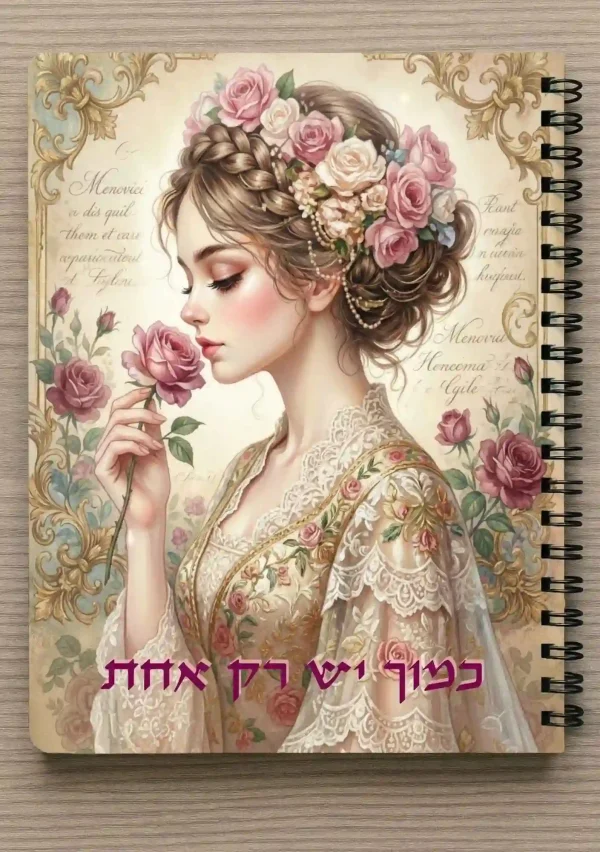 מחברת ספירלה A5 וסימניה תואמת - "כמוך יש רק אחת" איור של אישה בסגנון וינטג' נוסטלגי