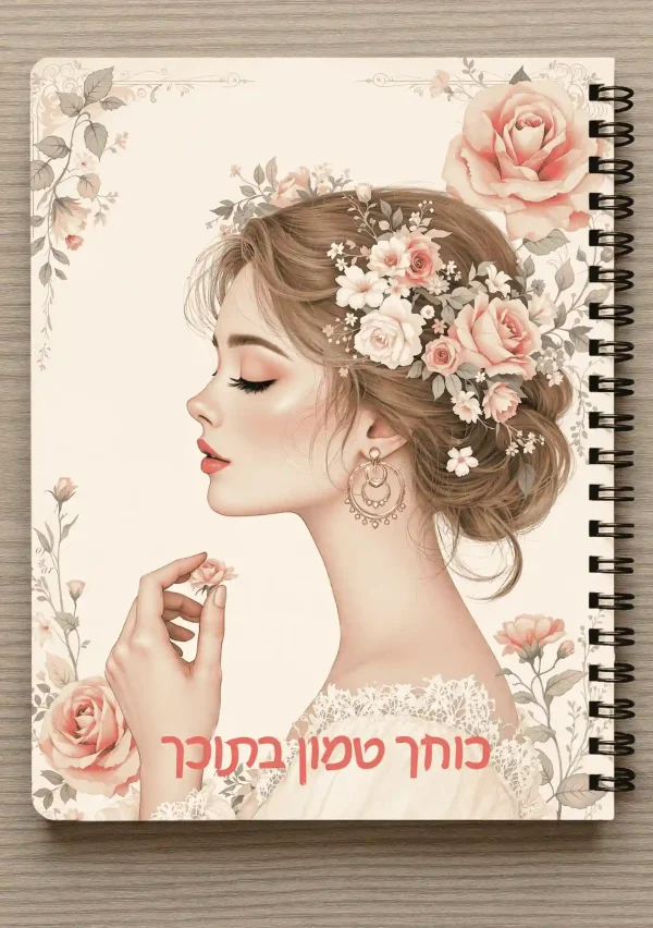 מחברת ספירלה A5  וסימניה תואמת - "כוחך טמון בתוכך" איור של אישה בסגנון נוסטלגי